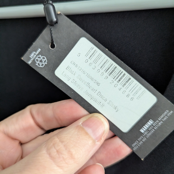 NWT Size 4 US Pretty Little Thing Disco Sweetheart Slinky Jumpsuit Long Sleeves - Picture 3 of 7